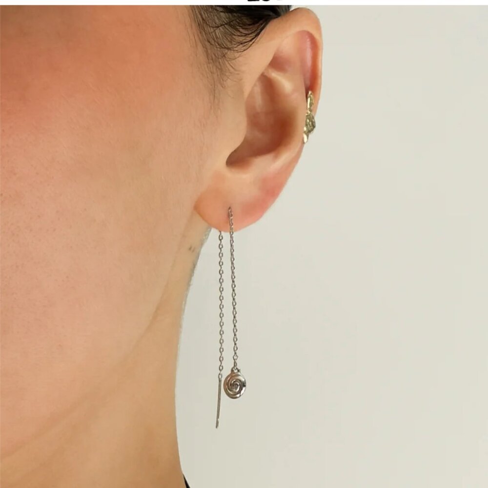 NWT Luv AJ Seashell Silver Threader Earrings